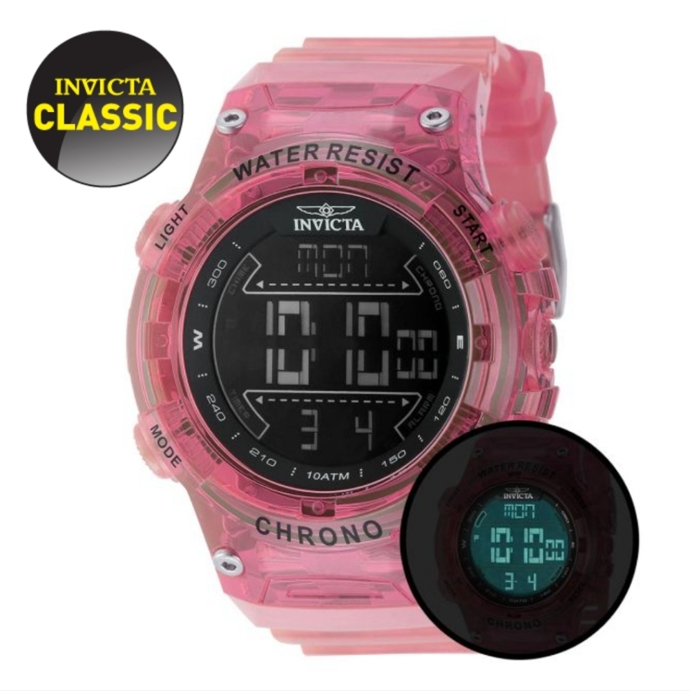 NEW NIB Invicta Racing‎ Burnout Digital Men's Watch - 52mm (PF21223) Pink 49047